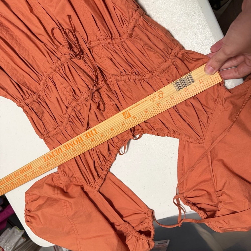Ulla Johnson Midi Puff-Sleeve Palma Dress Orange Rust Size 4 G2 - Picture 10 of 10
